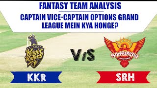 KKR vs SRH | Dream 11 Grand league team picks and analysis