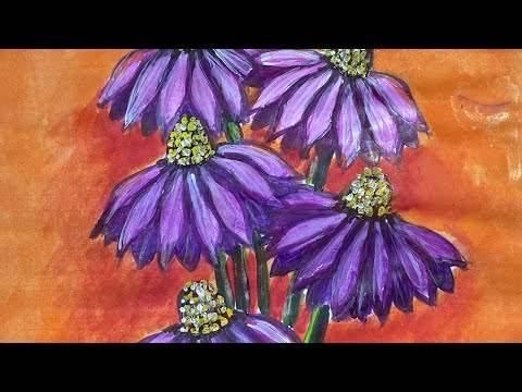 Cone flowers painting