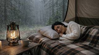 Impossível você não dormir! Som de chuva na barraca na floresta com trovão para dormir a noite toda