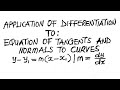 Application Of Derivatives To Equation Of Tangents And Normals To Curves Applicationofderivatives