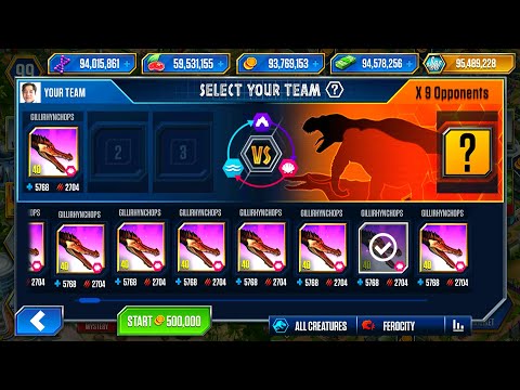 GILLIRHYNCHOPS VS MOSASAURUS GEN 2 VS OPHTHALMOSAURUS DEFEAT 9 OPPONENT | JURASSIC WORLD THE GAME