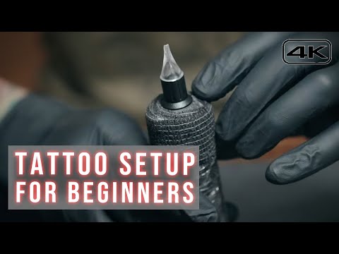 How To SET UP TATTOO STATION & WRAP A TATTOO MACHINE