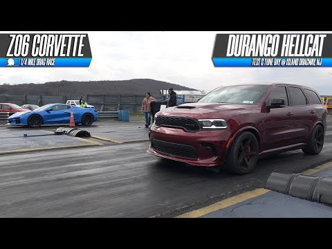 Durango Hellcat vs Z06 Corvette 2025 Drag Racing @ Island Dragway