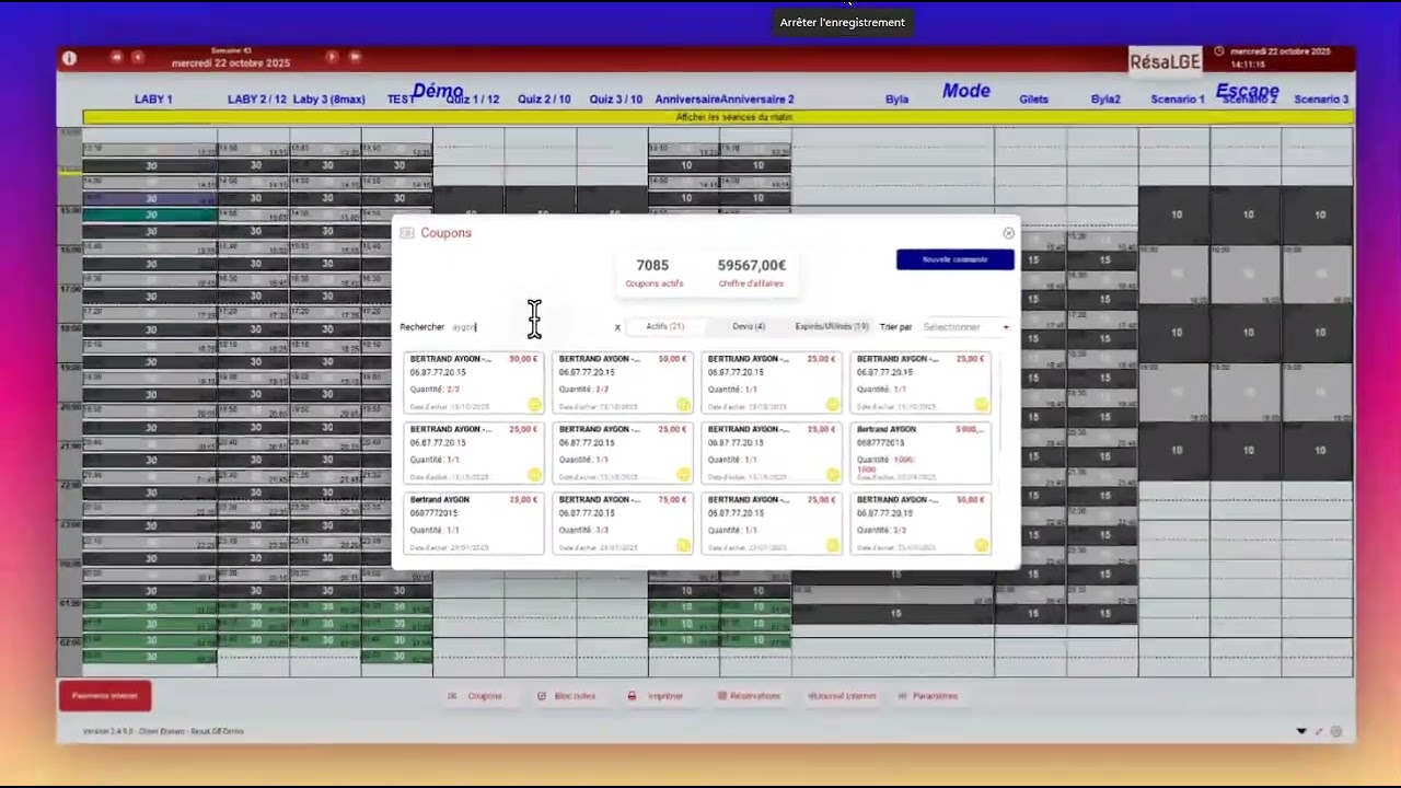 Commande de coupons - Étape 1