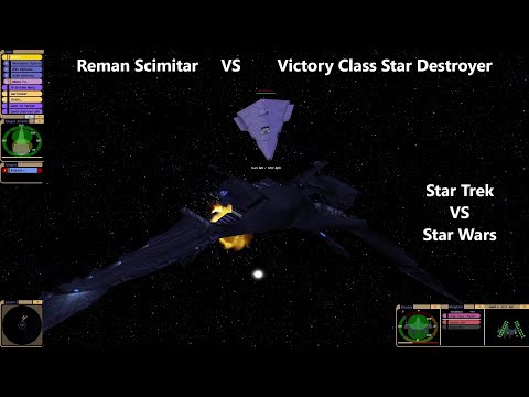 Reman Scimitar VS Star Wars Victory Class Destroyer | Star Trek VS Star Wars | Bridge Commander |