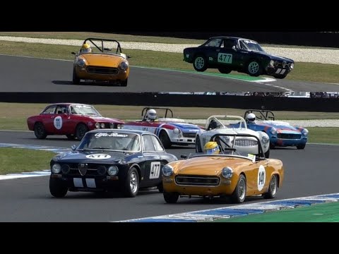 Group S Under Races 1, 3-4 Austin Healey Sprite vs Alfa Romeo 1750 GTV Phillip Island Classic 2023