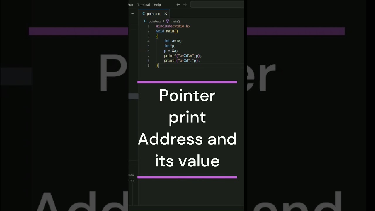 Pointer- print address and its value in c programming #trend #code