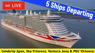 SHIPS TV - MEGA Saturday 5 Cruise Departing Port of Southampton (LIVE)
