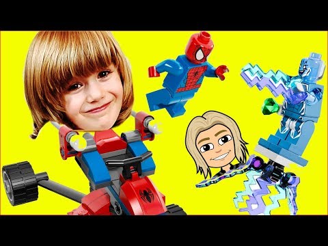 Lego Superheroes Playset - Spider-man and Electro in Surprise Eggs with Gerti Toys Video