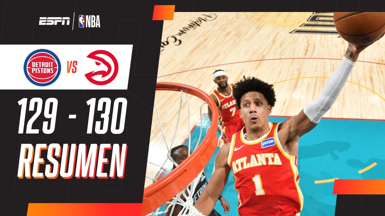 LOS HAWKS TERMINARON CON EL INVICTO PISTON EN TIEMPO EXTRA | Detroit 129-130 Atlanta | RESUMEN