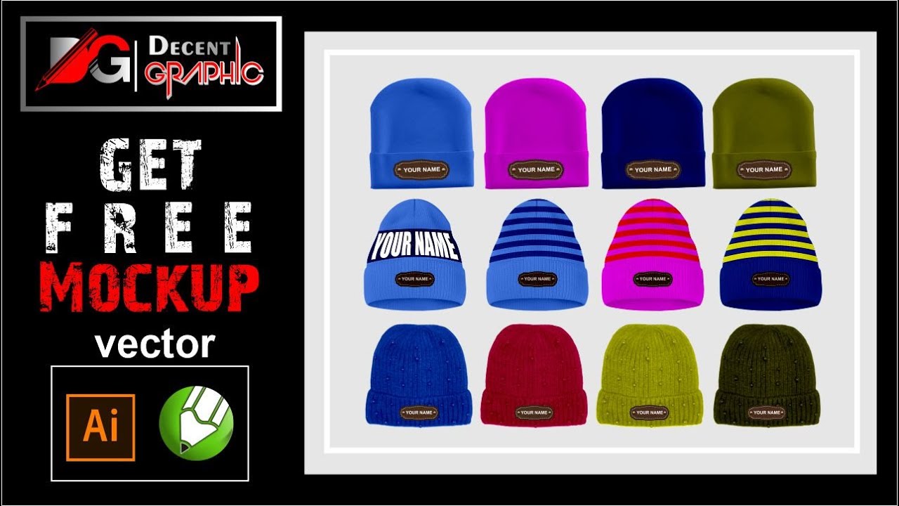 Free Winter Cap Editable Mockup in CorelDRAW and Adobe illustrator (Get Free Vector)