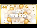 White And Gold Birthday Theme With Balloons And Confetti Background Video Loops HD 3 Hours