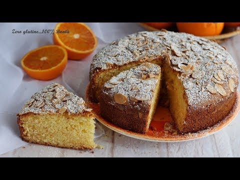 Torta all'arancia e mandorle, morbidissima. Ricetta senza glutine