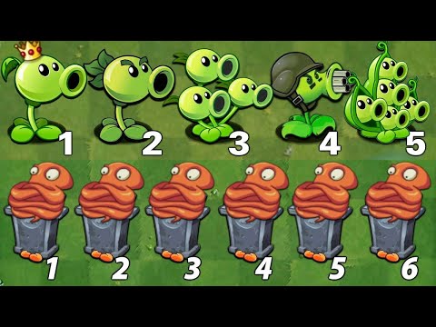 All Peashooter and New Plant Level 1 use 5 POWER UP vs 24 Gravestone and Octopus - PvZ 2
