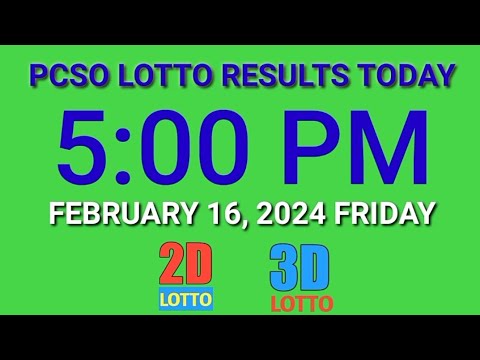 5pm Lotto Result Today February 16, 2024 Friday ez2 swertres 2d 3d pcso