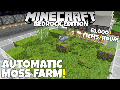 Minecraft Bedrock: Automatic MOSS FARM! 61,000+ Items/Hour! Bonemeal Farm Tutorial. MCPE XBOX PC PS4