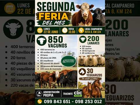 22/06/2026 - Local Campanero -Lavalleja-Feria mensual-Montero Fernandez Negocios Rurales | ClicRural