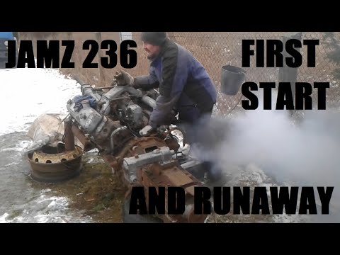 Old Soviet Truck Engine FIRST START in 7 years + RUNAWAY - JAMZ 236