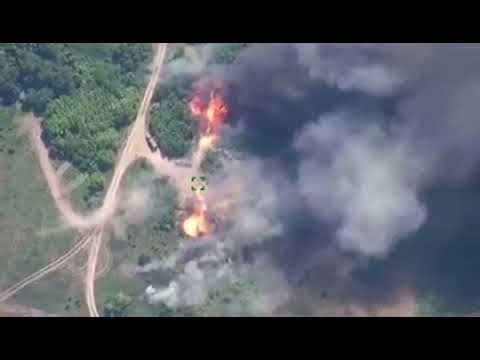 Combat Clips (Ukraine - Russia) - Ukrainian Artillery Smashes Russian Ammunition Resupply Point