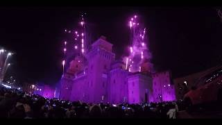 Capodanno. Lo spettacolo dell'incendio del Castello a Ferrara