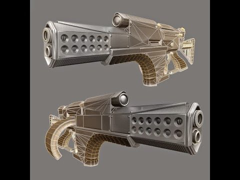 Futuristic weapon concept mid poly