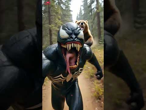 "VENOM vs Grizzly Bear Selfie #VenomChase #GrizzlyBearAttack #MarvelShorts #AIVenom