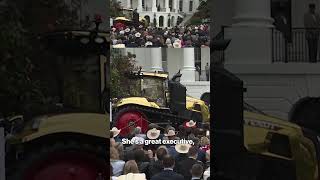 Watch Moment Trump Stops Speech to Admire New Golden Tractor #shorts 