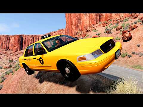 Realistic Car Cliff Drops #45 - BeamNG Drive Crashes | CrashBoomPunk