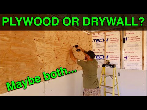 Sheathing The New Shop With Plywood AND Drywall!  | Walker's Woodworks New Shop Build Out Pt. 3