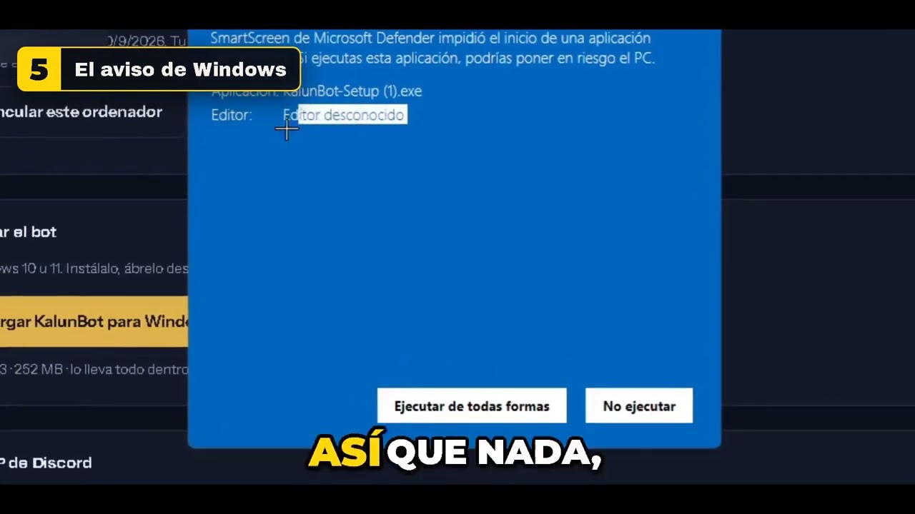 Cómo instalar KalunBot paso a paso y qué hacer con el aviso azul de Windows