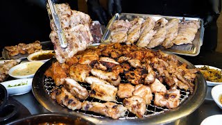 오픈하자마자 대박난 숯불닭갈비? 다양한 부위를 한번에! 직접 발골한 닭모듬구이 만들기 מנגל עוף בגריל פחמים - אוכל רחוב קוריאני