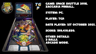 Space Shuttle 2016 - Zaccaria Pinball - Arcade mode, 3 balls - 199,410,650 points.