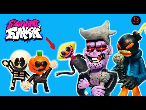 Friday Night Funkin Skid and Pump, Whitty, Monster Lemon Demon, Daddy Dearest with clay | FNF