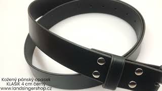 Kožený černý opasek 4 cm - Klasik