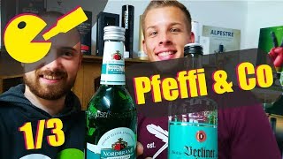 Pfeffi (Pfefferminzlikör) Vergleich: Berliner Luft, Nordbrand (Goldene Aue), Lütje Minze, Minttu