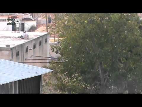 لقطة ثابتة ترصد الاشتباكات في حاجز الجلمة في ريف حماة ضمن مجريات معركة لأجلكم