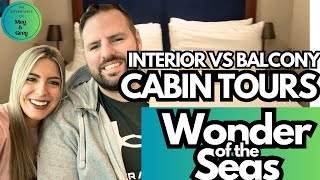 Wonder of the Seas Cabin Room Tours -Interior Cabin FULL tour versus Oceanview Balcony Cabin