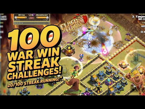 Clash of Clans War Win Streak Challenge | 20/100 Streak Running!