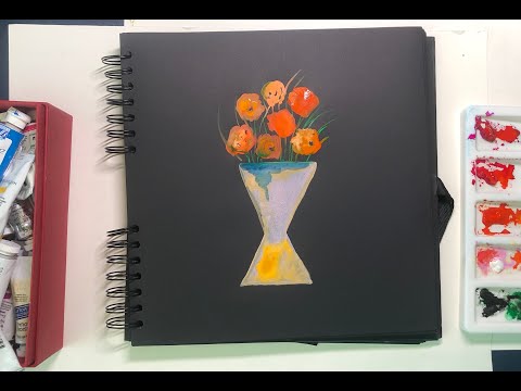 Gouache Flower vase   LulwalovesArt