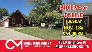 Murfreesboro Home Selling at Auction – 1810 Brighton Dr | Nov. 18th @ 4 PM