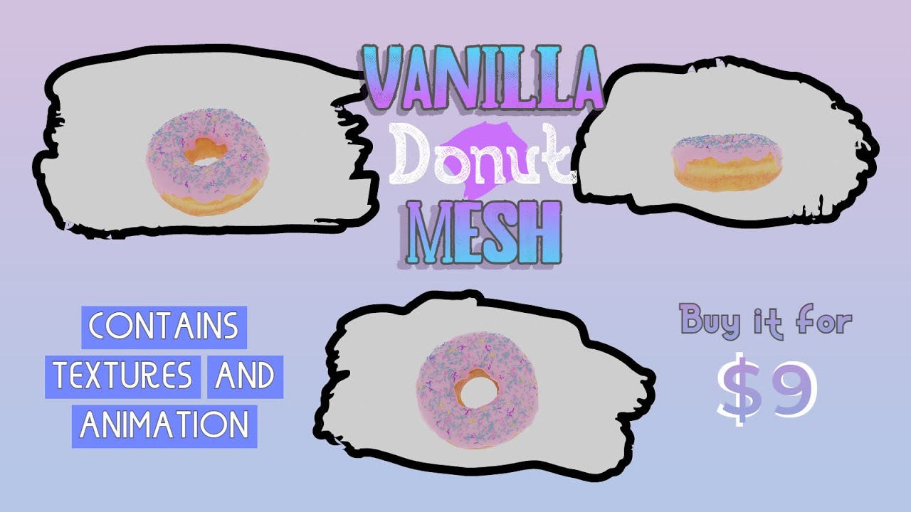 Vanilla donut mesh-texture and animation 3D Model
