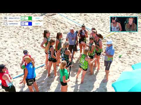 Beachhandball Deutsche Meisterschaft, Düsseldorf 2021, Vorrunde Minga Turtles vs Caipiranhas
