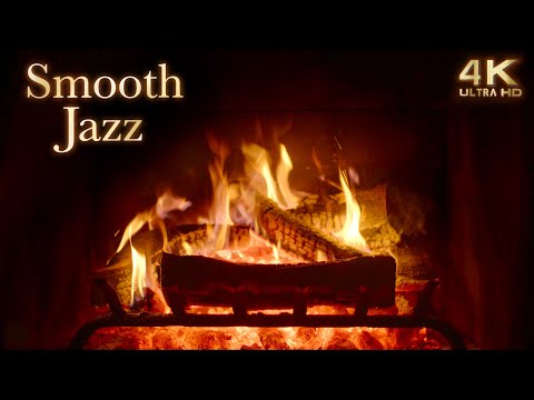🔥 Crackling Fireplace & Smooth Jazz Music Ambience ⏐No. 1⏐ 4K Cozy Night Jazz Ambience