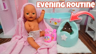 Baby Born doll Evening Routine and Training feeding baby doll vegetable baby food