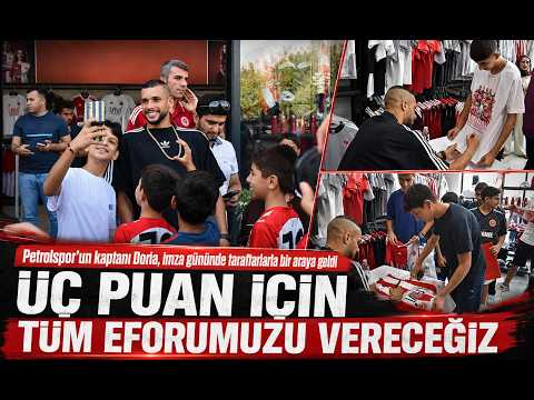 Petrolspor’un kaptanı Doria, imza gününde taraftarlarla bir araya geldi