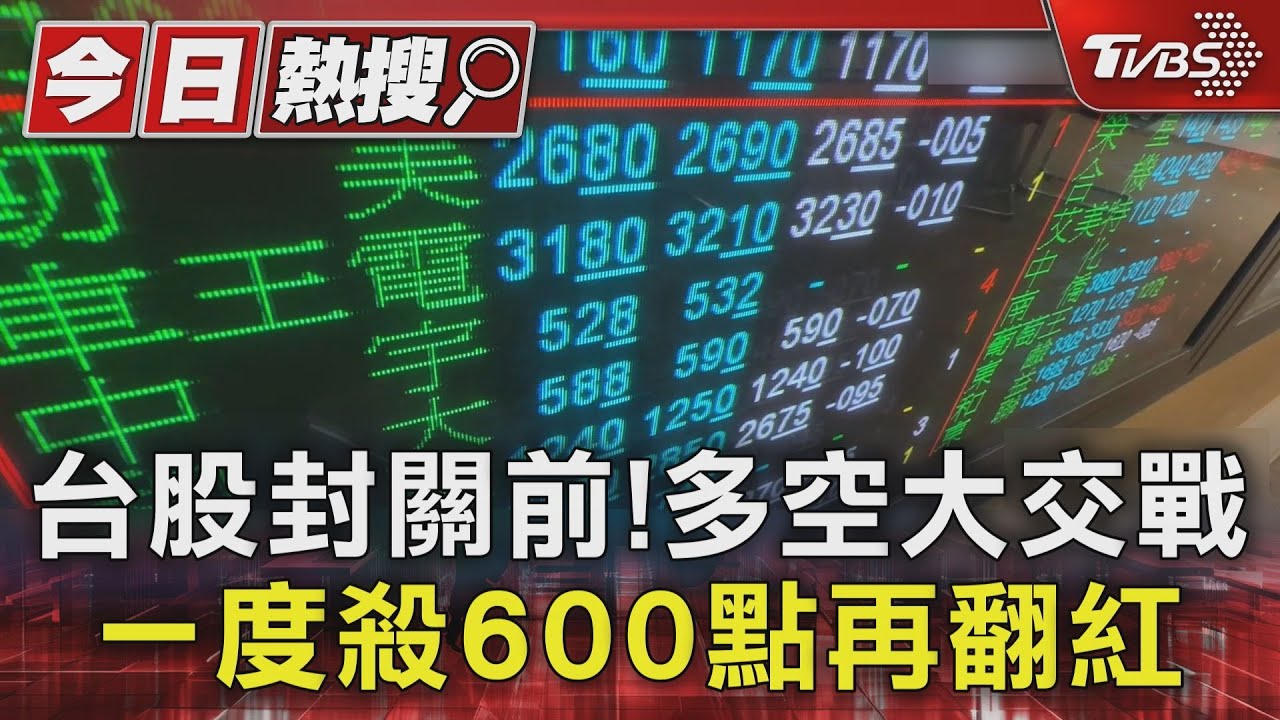 封關倒數台股嚇跌600點！權值股多空交戰　大盤止跌回穩