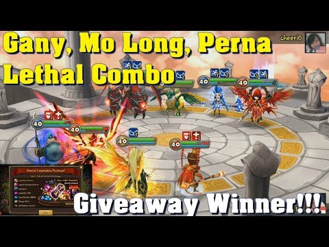 Summoners War - Gany, Mo Long and Perna Lethal Combo in World Arena!!! $100 Pack Giveaway Winner!!!