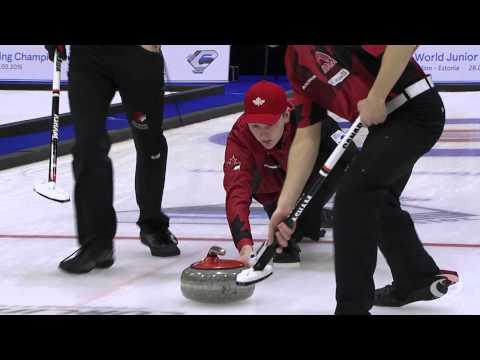 CURLING: SWE-CAN World Junior Chps 2015 - Men Draw 6 HIGHLIGHTS