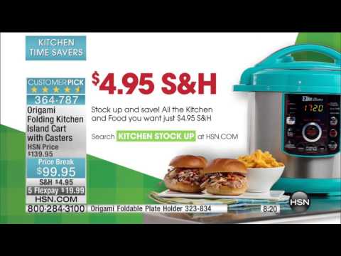 Origami Folding Kitchen Island Cart with Casters