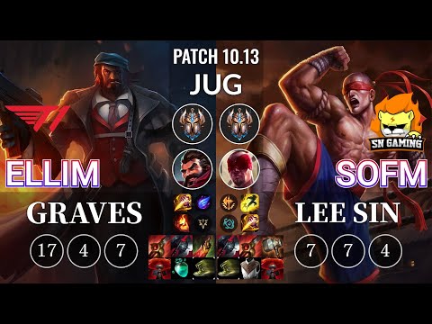 T1 Ellim Graves vs SN SofM Lee Sin Jungle - KR Patch 10.13